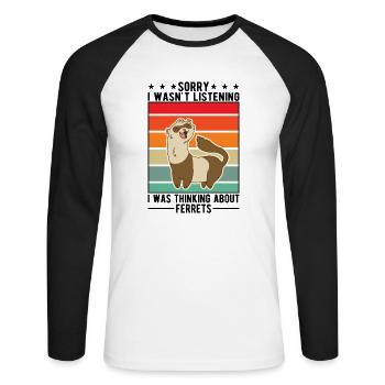 Ferret lover Ferret Gift - Unisex Long Sleeve Baseball T-Shirt - white/black - Front - Nik (191cm)