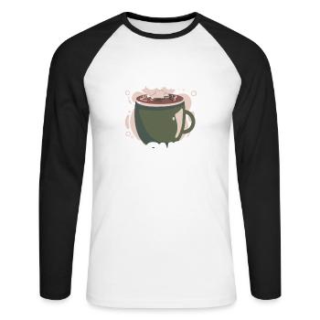 Real Women Love Coffee - Unisex Baseballshirt langarm - Weiß/Schwarz - Vorne - Nik (191cm)