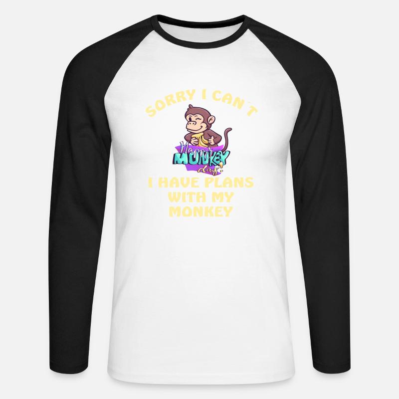 Menschenaffe - Unisex Baseballshirt langarm - Weiß/Schwarz