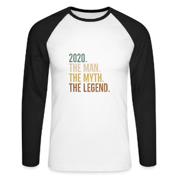 December 2020 The Man The Myth The Legend - Unisex Long Sleeve Baseball T-Shirt - white/black - Front - Nik (191cm)
