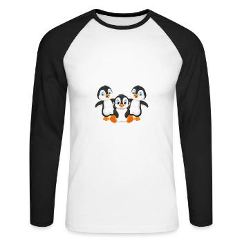Ich Mag Halt Einfach Pinguine - Unisex Baseballshirt langarm - Weiß/Schwarz - Vorne - Nik (191cm)