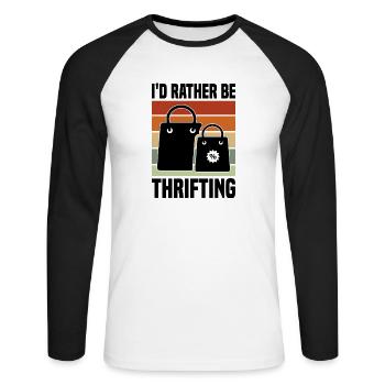 Magasin d’occasion Eco Hipster d’occasion - T-shirt baseball manches longues Homme - blanc/noir - Devant - Nik (191cm)
