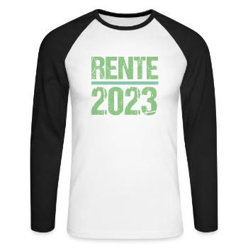 Rentner 2023 Rentnerin 2023 Rente 2023 - Unisex Baseballshirt langarm - Weiß/Schwarz - Vorne - Nik (191cm)