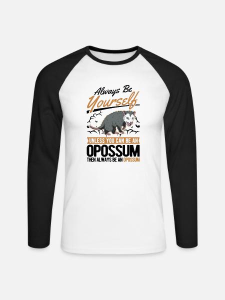Opossum Geschenk Possum Beutelratte - Unisex Baseballshirt langarm - Weiß/Schwarz