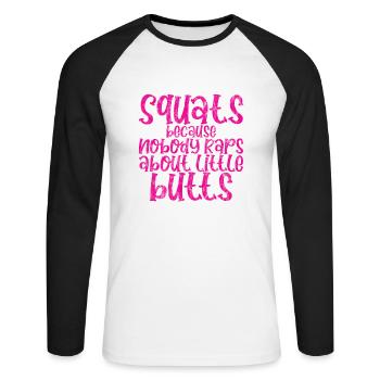 Squats parce que personne ne rappe sur Little Butts 3 - T-shirt baseball manches longues Homme - blanc/noir - Devant - Nik (191cm)