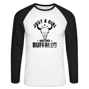 Buffle Bison Buffle Amérindien - T-shirt baseball manches longues Homme - blanc/noir - Devant - Nik (191cm)