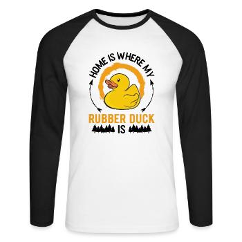 La maison est l’endroit où mon canard en caoutchouc est Canard grinçant - T-shirt baseball manches longues Homme - blanc/noir - Devant - Nik (191cm)