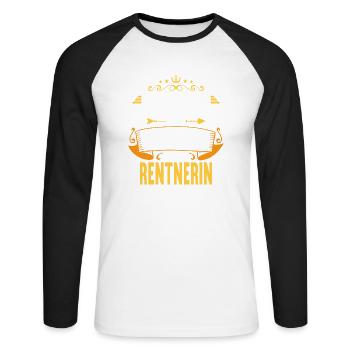 Rente 2023 Ruhestand Abschied Rentnerin 2023 - Unisex Baseballshirt langarm - Weiß/Schwarz - Vorne - Nik (191cm)