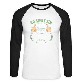 Rente 2023 Ruhestand Abschied Rentner 2023 - Unisex Baseballshirt langarm - Weiß/Schwarz - Vorne - Nik (191cm)