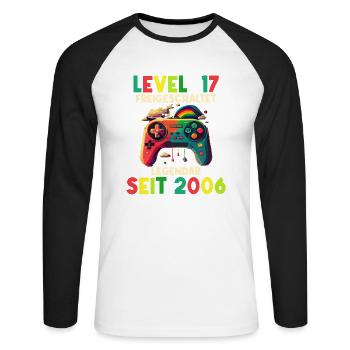 2006 Level 17 Jahre Gaming 17er 17 Geburtstag - Unisex Baseballshirt langarm - Weiß/Schwarz - Vorne - Nik (191cm)
