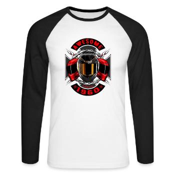 Awesome since 1960, Biker Geburtstag - Unisex Baseballshirt langarm - Weiß/Schwarz - Vorne - Nik (191cm)