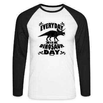Everyday Is Dinosaur Day - Unisex Long Sleeve Baseball T-Shirt - white/black - Front - Nik (191cm)