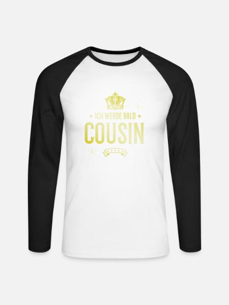 Ich werde Bald Cousin - Unisex Baseballshirt langarm - Weiß/Schwarz