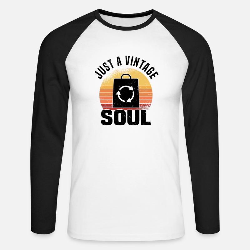 Secondhandladen Secondhand Öko Hipster Gebraucht - Unisex Baseballshirt langarm - Weiß/Schwarz
