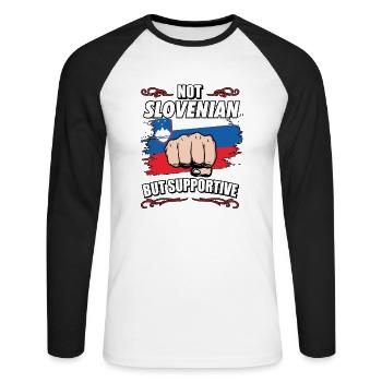 Pas slovène mais touristique de voyage de soutien - T-shirt baseball manches longues Homme - blanc/noir - Devant - Nik (191cm)