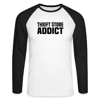 Secondhand Shop Secondhand Eco Hipster Used - Unisex Long Sleeve Baseball T-Shirt - white/black - Front - Nik (191cm)