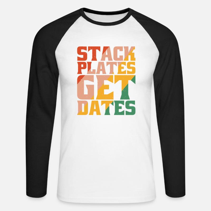 Stack Plates Get Dates 5 - T-shirt baseball manches longues Homme - blanc/noir