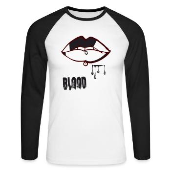 piercing & blood - Unisex Long Sleeve Baseball T-Shirt - white/black - Front - Nik (191cm)