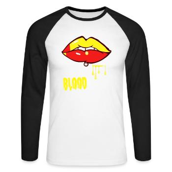 piercing & sang - T-shirt baseball manches longues Homme - blanc/noir - Devant - Nik (191cm)