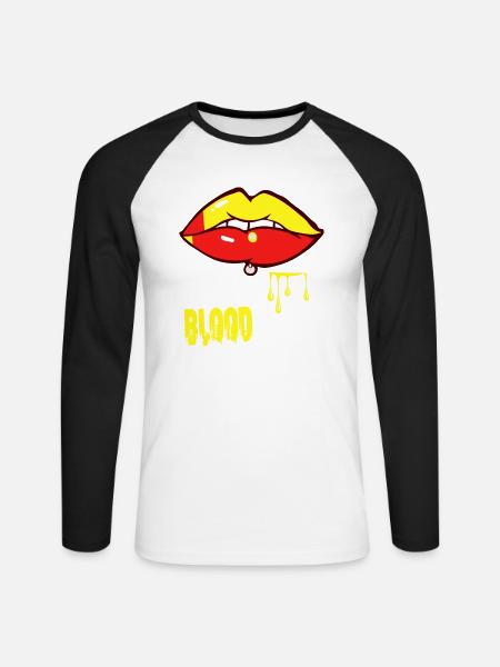 piercing & blood - Unisex Long Sleeve Baseball T-Shirt - white/black