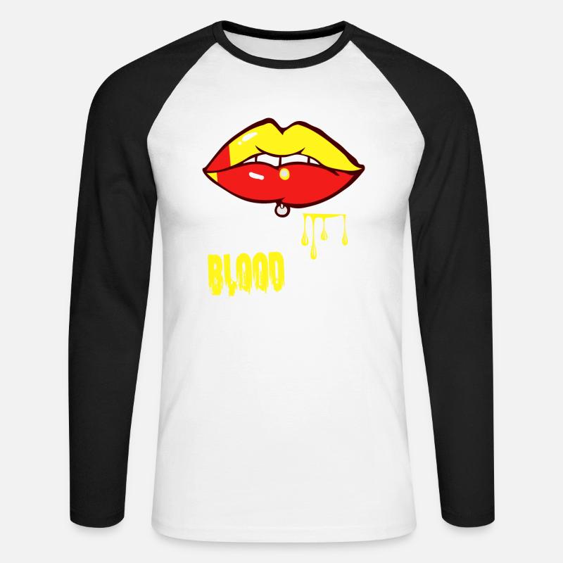 Piercing & Blut - Unisex Baseballshirt langarm - Weiß/Schwarz