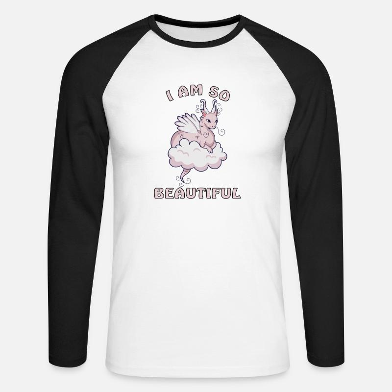 schöner Drache - Unisex Baseballshirt langarm - Weiß/Schwarz
