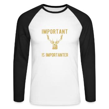 School is important, but hunting is important - Unisex Long Sleeve Baseball T-Shirt - white/black - Front - Nik (191cm)