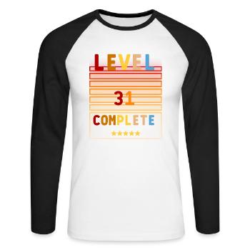 31th Birthday Geburtstags Geschenkidee Männer Frau - Unisex Baseballshirt langarm - Weiß/Schwarz - Vorne - Nik (191cm)