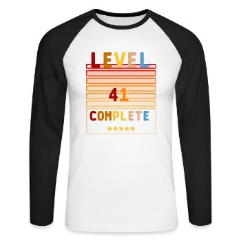 41th Birthday Geburtstags Geschenkidee Männer Frau - Unisex Baseballshirt langarm - Weiß/Schwarz - Vorne - Nik (191cm)