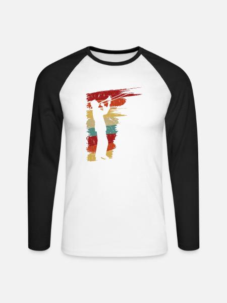 Retro Trombone Player Graphic Trombonist - Unisex Baseballshirt langarm - Weiß/Schwarz