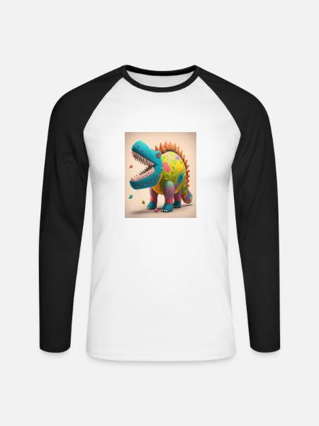 Dinosaur Lover Mexican Dinosaur Pinata - Unisex Baseballshirt langarm - Weiß/Schwarz