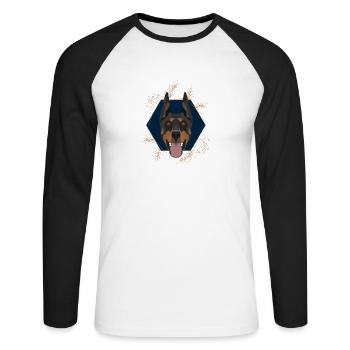 Golden Dog Doberman - Unisex Long Sleeve Baseball T-Shirt - white/black - Front - Nik (191cm)