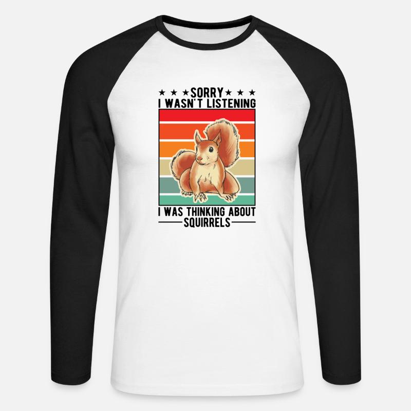Eichhörnchen Geschenk Grauhörnchen Squirrel - Unisex Baseballshirt langarm - Weiß/Schwarz