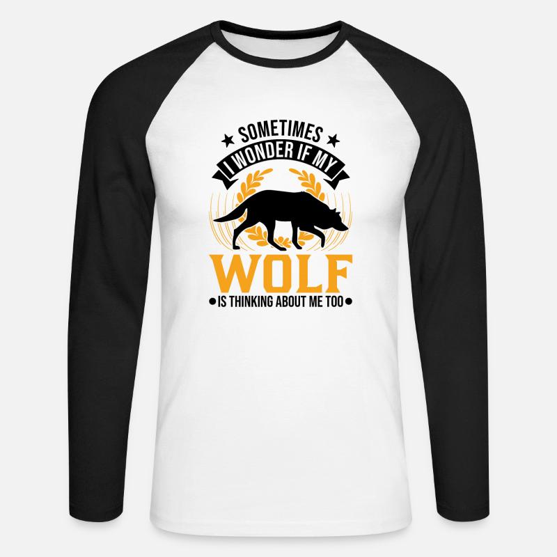 Wolf Liebhaber Geschenk Wolfsrudel - Unisex Baseballshirt langarm - Weiß/Schwarz