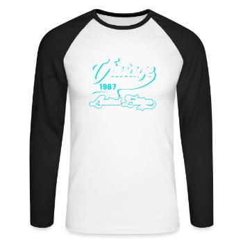 Edition Limitée Millésime 1987 - T-shirt baseball manches longues Homme - blanc/noir - Devant - Nik (191cm)