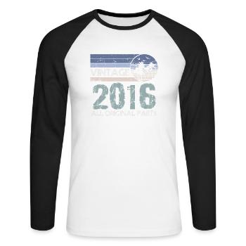 Limited Edition 2016 Vintage - Unisex Baseballshirt langarm - Weiß/Schwarz - Vorne - Nik (191cm)