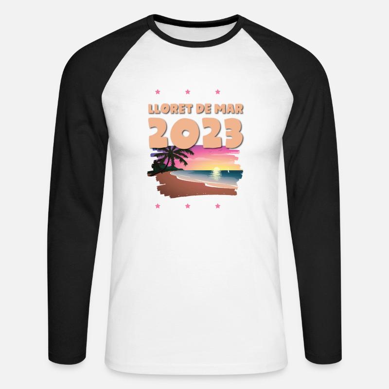 Lloret De Mar 2023 - Unisex Baseballshirt langarm - Weiß/Schwarz