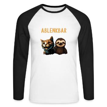 Leicht Ablenkbar durch Katzen Und Faultiere - Unisex Baseballshirt langarm - Weiß/Schwarz - Vorne - Nik (191cm)