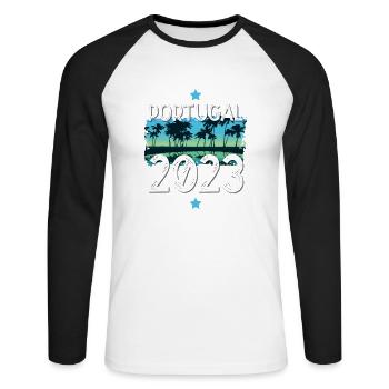 Portugal 2023 - T-shirt baseball manches longues Homme - blanc/noir - Devant - Nik (191cm)