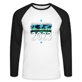 Gran Canaria 2023 - Unisex Long Sleeve Baseball T-Shirt - white/black - Front - Nik (191cm)