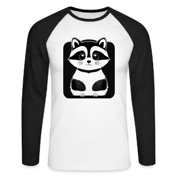 Waschbären süßer Cartoon Waschbär 13 - Unisex Baseballshirt langarm - Weiß/Schwarz - Vorne - Nik (191cm)
