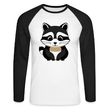 Waschbären süßer Cartoon Waschbär 33 - Unisex Baseballshirt langarm - Weiß/Schwarz - Vorne - Nik (191cm)