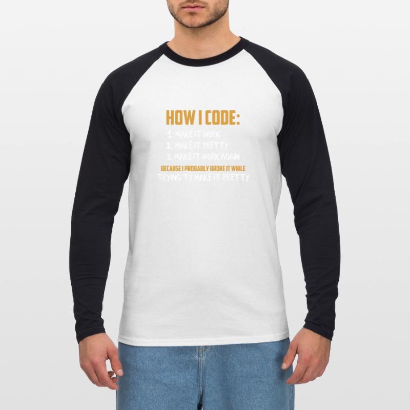 Programmierer Coder Entwickler Programmierung Codierung Wortspiel Unisex Baseballshirt langarm