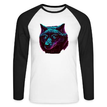 Wölfe Silhouette Naturschutz Tierschutz Wolf - Unisex Baseballshirt langarm - Weiß/Schwarz - Vorne - Nik (191cm)