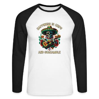 Happiness Is Chips and Guacamole Lover Avocado Veg - Unisex Baseballshirt langarm - Weiß/Schwarz - Vorne - Nik (191cm)