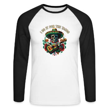 Je le fais pour les tacos mangeur de tacos nourriture mexicaine - T-shirt baseball manches longues Homme - blanc/noir - Devant - Nik (191cm)