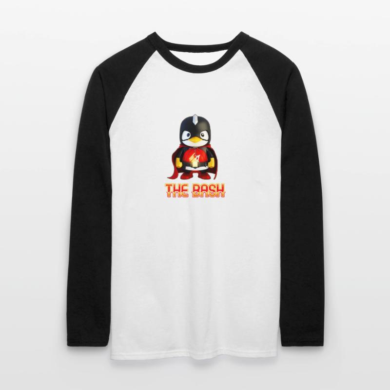 The Bash Penguin Superhero for Linux Coder and Unisex Baseballshirt langarm