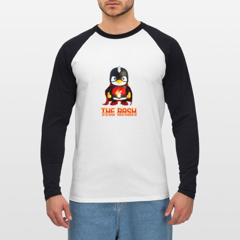 The Bash Penguin Superhero for Linux Coder and Unisex Baseballshirt langarm
