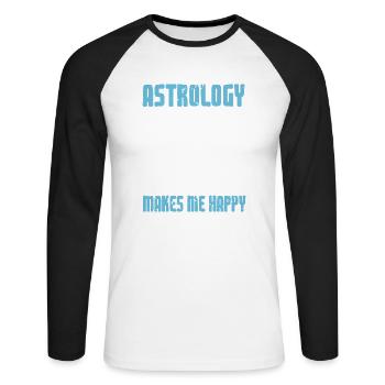 L’astrologie me rend heureux Rétro Astrologue Drôle - T-shirt baseball manches longues Homme - blanc/noir - Devant - Nik (191cm)