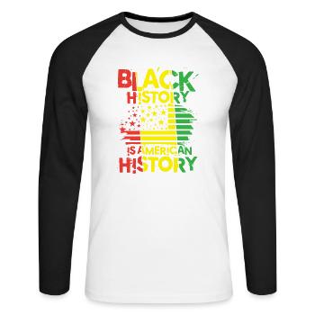 Black Histroy Month Stolz Afro Americkaner für - Unisex Baseballshirt langarm - Weiß/Schwarz - Vorne - Nik (191cm)
